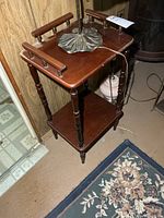 front view of two-tier wooden side table
