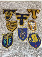 All eight chenille patches displayed together