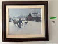 Frontal view of framed painting showing full artwork and frame