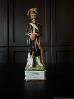 Front view of porcelain Corporal Grenadier 1806 Napoleon decanter