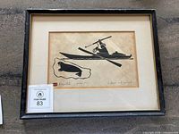 Framed Henry Napartuk print overall view in black frame with mat