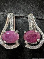 front view of both earrings showing ruby and CZ detail