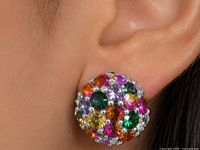 earring worn on ear showing scale and dome design