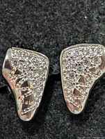 Front view of both earrings showing CZ pavé fronts