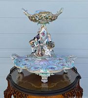Full view of porcelain centerpiece on table