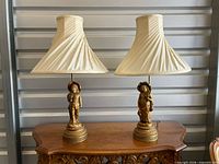 Both lamps with shades displayed together on table