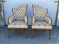 front view of both chairs showing upholstery pattern and frame
