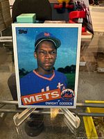 Front view of Dwight Gooden Topps card #620 on stand