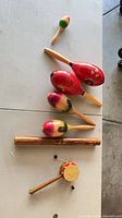Group of maracas, flute, pellet drum