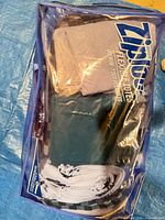 Folded quilt inside clear Ziploc Flexible Totes bag