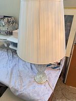 Full view of lamp with shade and base