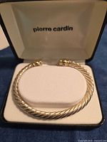 Bracelet in open Pierre Cardin box showing twisted cable design and end caps
