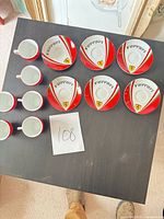 Top view showing all 6 saucers and 6 cups