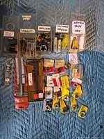 Overall lot: plastic boxes of taps/dies, retail-packaged dies, caliper, collet chucks, drill bits