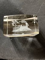 Top view showing etched landscape scene inside glass block