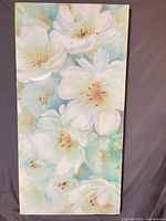 Full view of vertical floral canvas