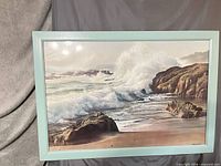 Framed lithograph seascape front view