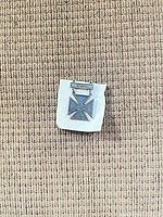 Front view of silver Maltese cross with RIFLE bar on card