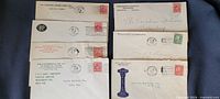 Overview of all six envelopes showing variety of company names, stamps and cancels