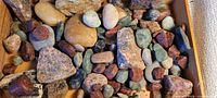 Top view of tray showing variety of stones