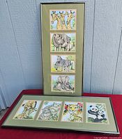 Both framed print sets displayed together
