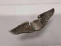 Front view of sterling pilot wings badge