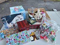 Overview of all Christmas items arranged on table