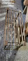 Top view of one wooden slatted shoe rack