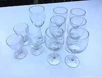 All ten glasses from overhead perspective