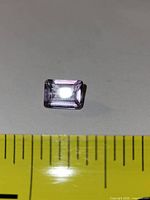 Top view of light amethyst showing rectangular step cut