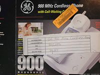 Front of retail box showing GE 900 MHz cordless phone branding