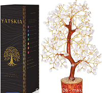 Retail box and assembled golden wire chakra tree with clear quartz stones