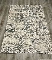 Full view of rug laying flat, showing pattern and size