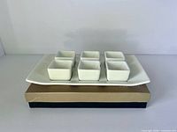 Platter with six bowls on box