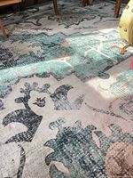 Close-up of rug surface and distressed detailing