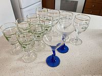 All 12 stemware pieces grouped on countertop