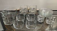 Entire clear glass dish set on table