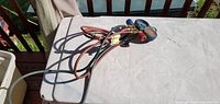 Full view of manifold gauge set on table