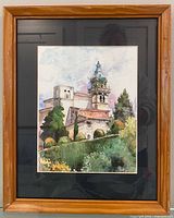 Frontal view of framed watercolour