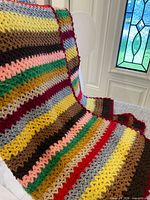 Full blanket draped over chair showing length and colour pattern