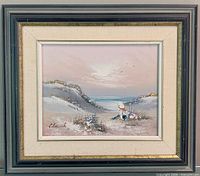 Full view of framed oil painting showing entire artwork and frame