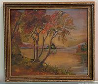 Front view of framed oil painting