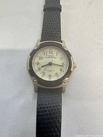 Front view of Casio analog wristwatch showing dial and bezel
