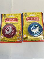 Front view of both sealed Duncan Butterfly yo-yos