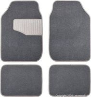 Set of four gray carpet car floor mats displayed front and rear