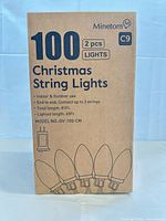 Front of box showing model, bulb count, lengths, two-pack label