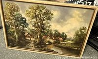 Framed landscape painting overall view