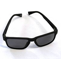 Front angled view showing black rectangular frame and dark lenses