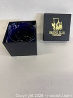 Bowl inside Bristol Blue box with lid alongside