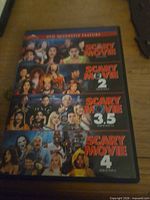 Front of DVD case showing Scary Movie 1, 2, 3.5, 4 artwork